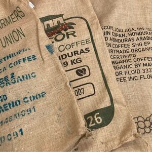 3 large Burlap Coffee Bags, authentic